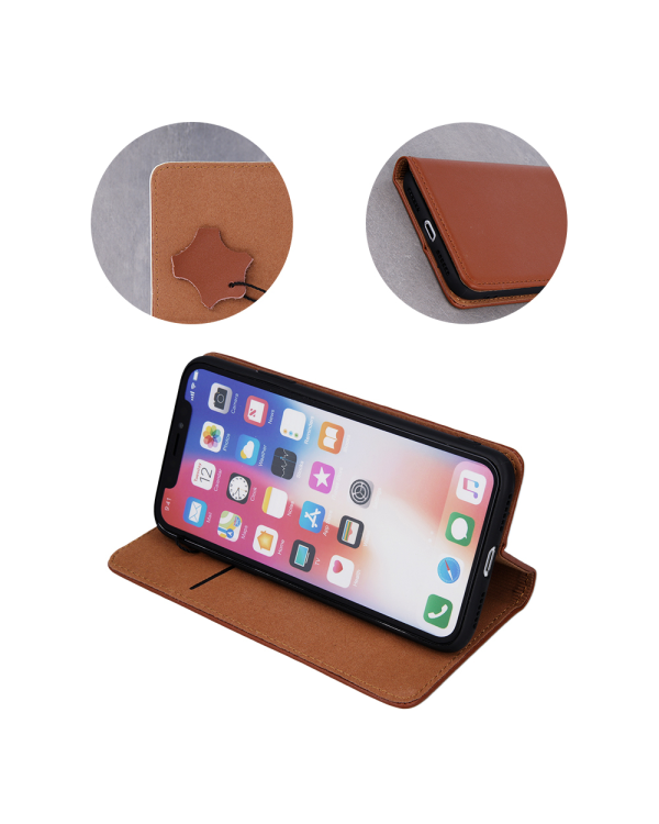 Fusion Genuine Leather книжка чехол для Xiaomi Redmi 12C коричневый