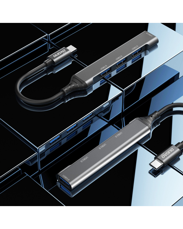 Dudao HUB 4in1 USB-C - 4x USB-A (3 x USB2.0 | USB3.0) 6.3cm black (A16T)