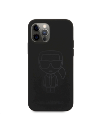 KLHCP12MSILTTBK Karl Lagerfeld Iconic Outline Silicone Case for iPhone 12/12 Pro 6.1 Tone on Tone Black