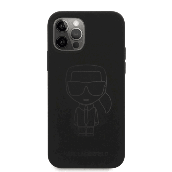Обложка книги «KLHCP12MSILTTBK Karl Lagerfeld Iconic Outline Silicone Case for iPhone 12/12 Pro 6.1 Tone on Tone Black»