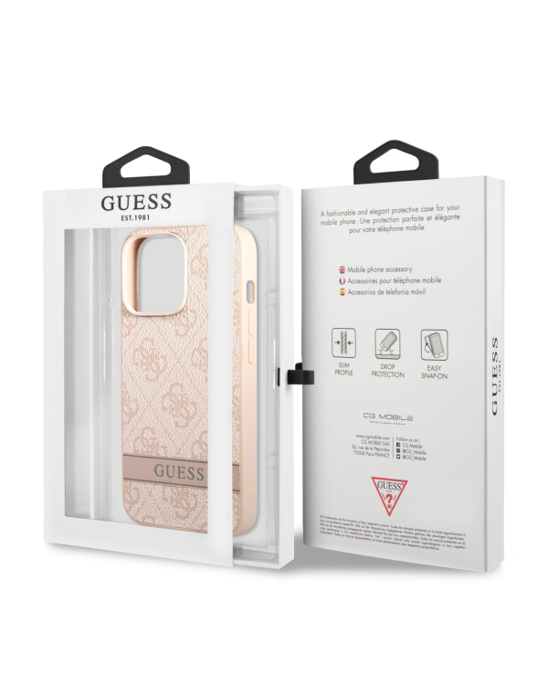 Guess PU 4G Stripe Case for iPhone 13 Pro Max Pink