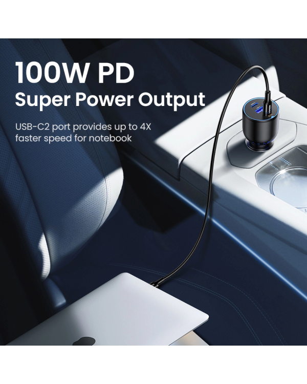 Автомобильное зарядное устройство Ugreen CD293 2x USB-C PD и 1x USB-A 130 Вт - черный