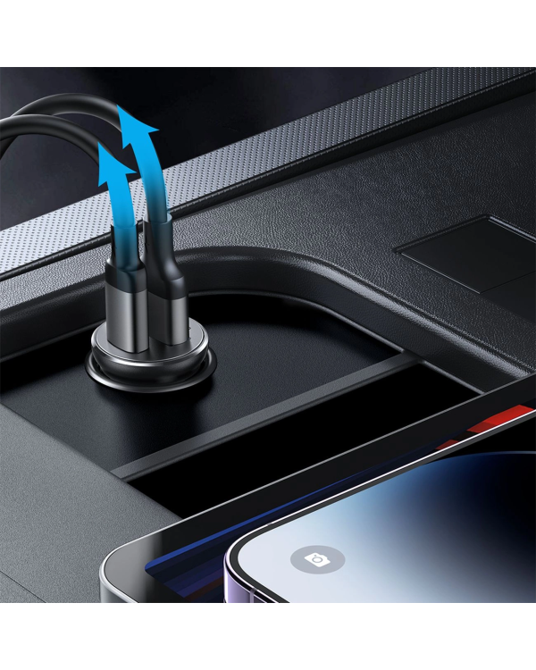 Joyroom JR-CCN05 30W USB-A USB-C mini car charger - black