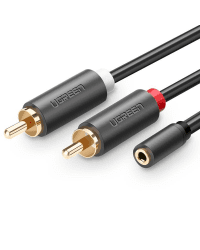 UGREEN AV102 2x RCA cable (Cinch) jack 3.5 mm 1m (black)