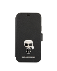 KLFLBKP12LIKMSBK Karl Lagerfeld Saffiano Iconic Book Case for iPhone 12 Pro Max 6.7 Black