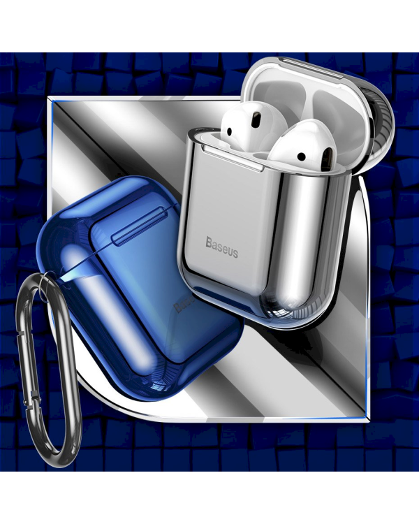 Baseus Shining Hook Силиконовый чехол для наушников Apple Airpods 1 / 2 синий