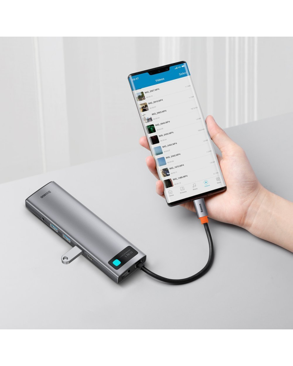 Дополнительное изображение книги «Концентратор 11in1 Baseus Metal Gleam Series, USB-C - 3x USB 3.0 + 2x HDMI + USB-C PD + Ethernet RJ45 + microSD|SD + VGA + AUX»