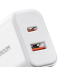 Joyroom JR-TCF05 20W USB-C | USB-A Fast Dual Port Wall Charger - White + USB-C - Lightning 1m
