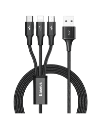 USB cable 3in1 Baseus Rapid Series, USB to micro USB / USB-C / Lightning, 3.5A, 1.2m (Black)