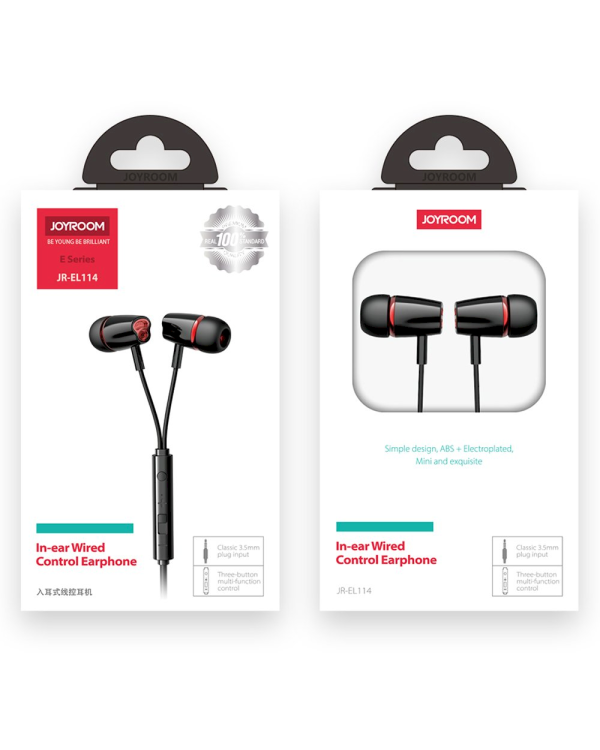 Дополнительное изображение книги «Joyroom in-ear earphones 3.5mm mini jack with remote and microphone black (JR-EL114)»