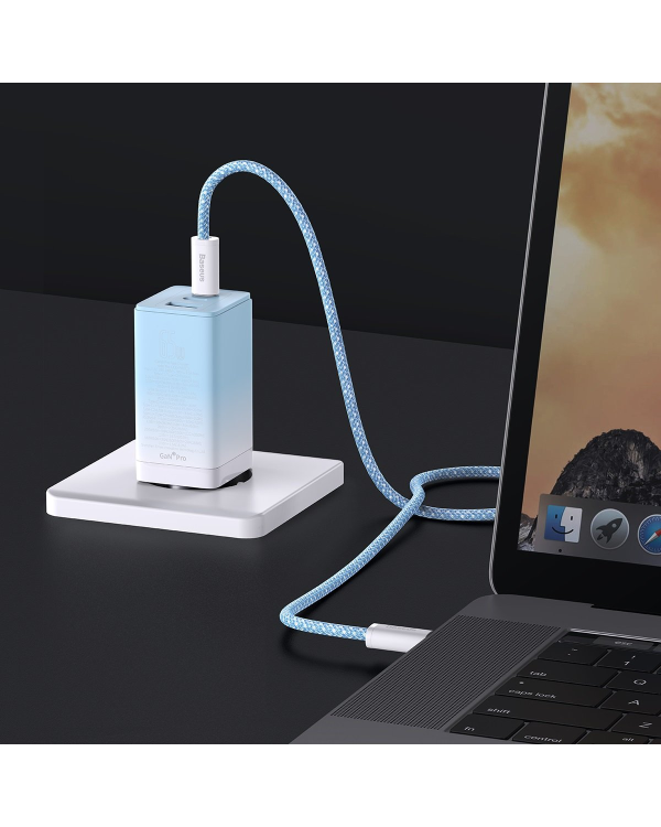 Baseus CCGP050103 DZ-HW Baseus GaN3 Pro Fast Charger 2C+U 65W EU Cloud Blue (With Dynamic Series Fast Charging Data Cable Type-C to Type-C 100W 1m Blue)