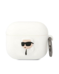 Karl Lagerfeld 3D Logo NFT Karl Head Silicone Case for Airpods 3 White