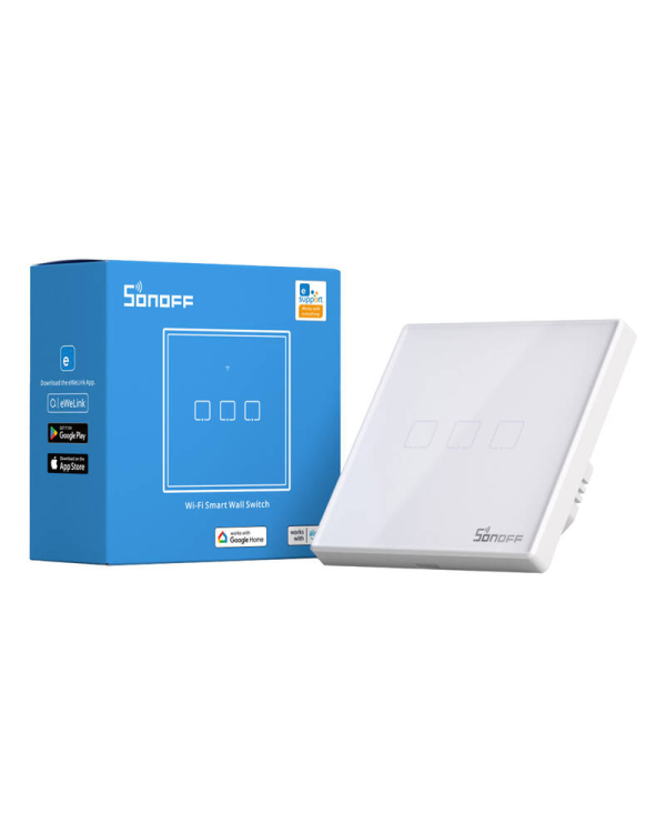 Умный выключатель WiFi + RF 433 Sonoff T2 EU TX (3-канальный) обновленный