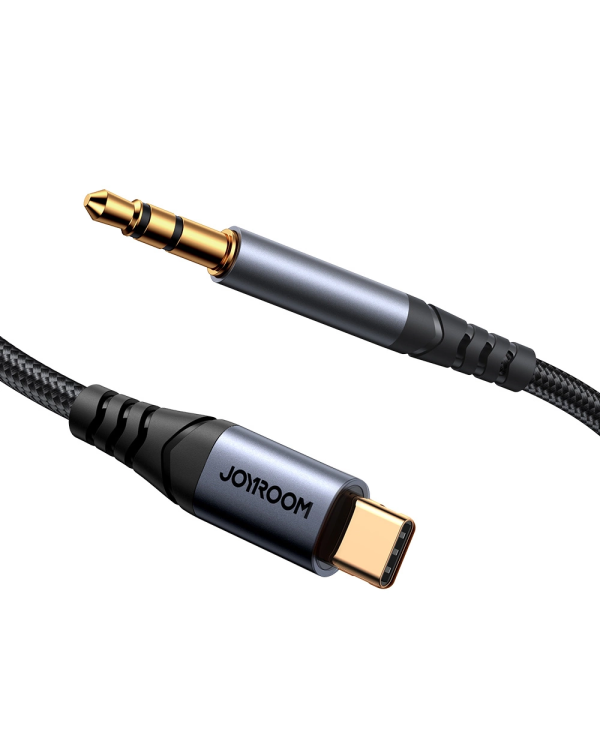 Joyroom стерео аудио кабель AUX 3,5 мм миниджек - USB-C для телефона 1,2 м черный (SY-A07)