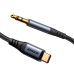 Joyroom стерео аудио кабель AUX 3,5 мм миниджек - USB-C для телефона 1,2 м черный (SY-A07)