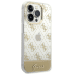 Guess PC|TPU Peony Glitter Script Logo Case for iPhone 14 Pro Max Gold