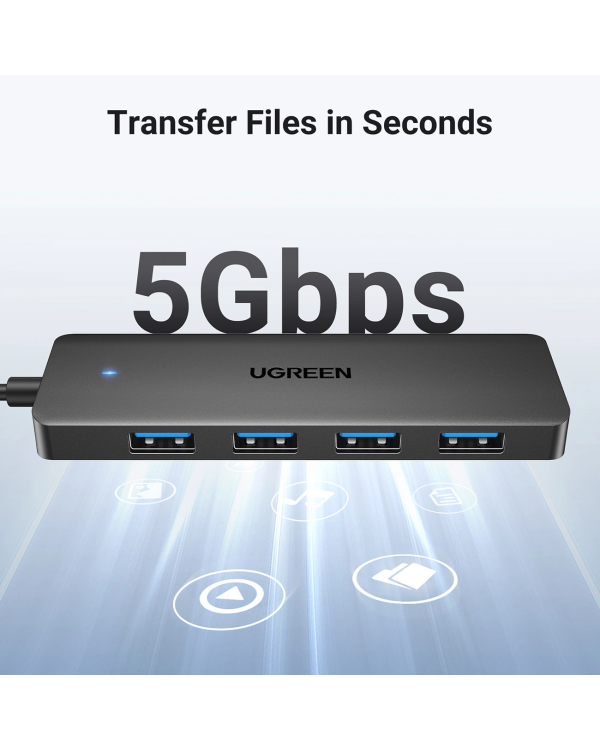 Ugreen CM219 HUB with 4 USB-A 3.0 ports and USB-A 3.0 cable - black