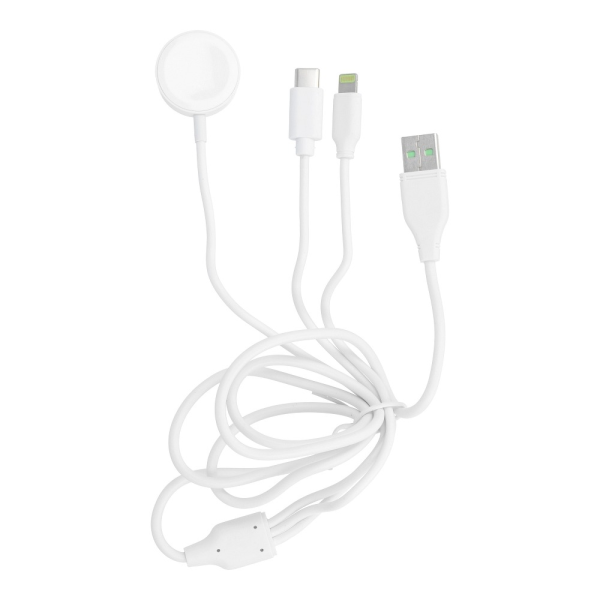 Кабель для передачи данных Fusion 3 в 1 Lightning 8-pin + Type C + Apple Watch 3W 1A белый
