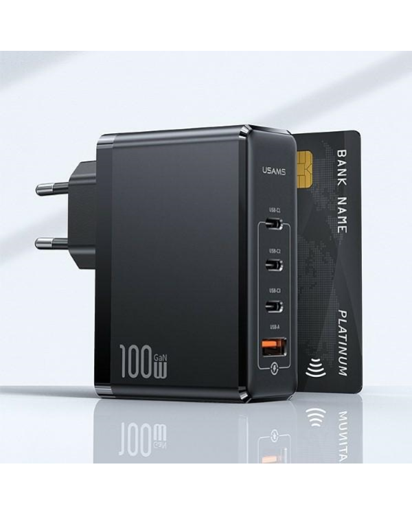 Дополнительное изображение книги «USAMS Ład. siec. 3xUSB-C+1xUSB GaN 100W T50 PD (only head) Fast Charging czarny|black CC163TC01 (US-CC163)»