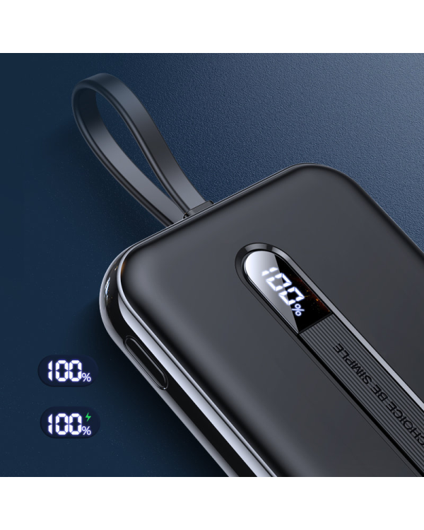 Joyroom Linglong power bank 10000mAh 20W Power Delivery Quick Charge USB | USB Type C | built-in USB Type C cable black (JR-L001 black)