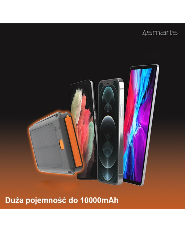 4smarts Powerbank Солнечный TitanPack Flex 10000mAh черный|оранжевый