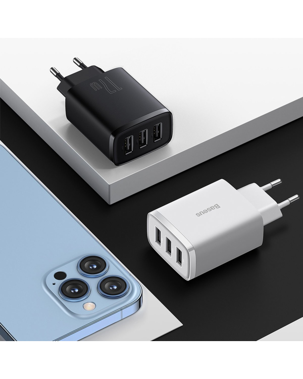 Baseus Compact charger 3x USB 17W black (CCXJ020101)