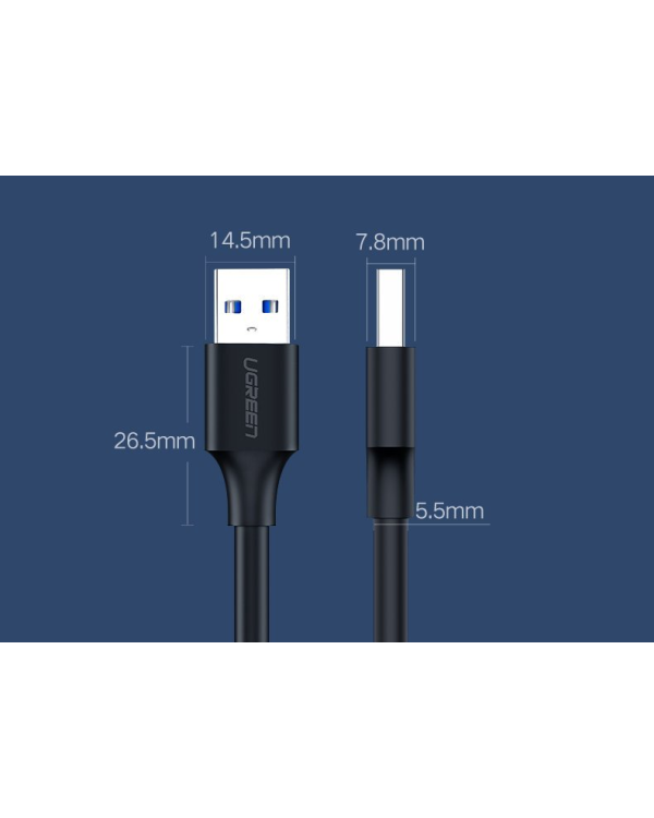 Кабель USB 2.0 M-M UGREEN US102, 0,5 м (черный)