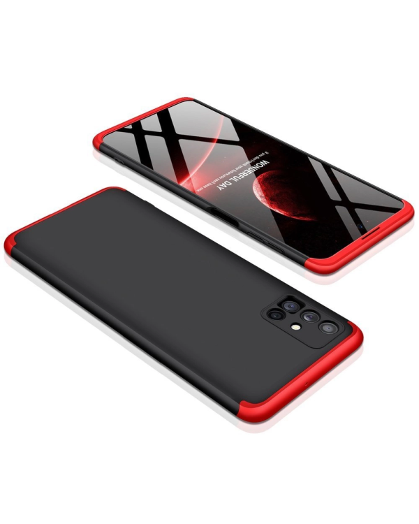 GKK 360 Protection Case Front and Back Case Full Body Cover Samsung Galaxy M51 black-red