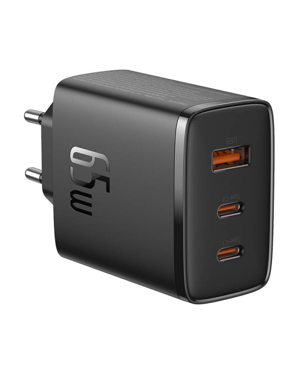 Настенное зарядное устройство Baseus OS-Cube Pro 2xUSB-C + USB, 65 Вт (черный)