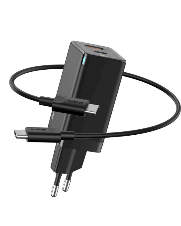 Baseus GaN CCGAN-Q01 Сетевое зарядное устройство USB / USB-C / 45W / 4.5A / Quick Charge 3.0 Черное