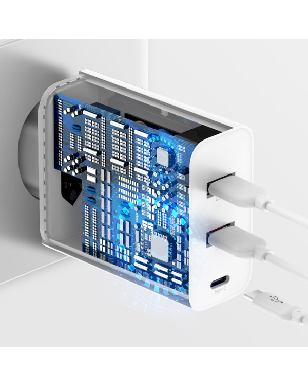 Baseus Speed CCFS-G01 Сетевое зарядное устройство 2 x USB / USB-C / 60W / 5A / Quick Charge 3.0 / Черное