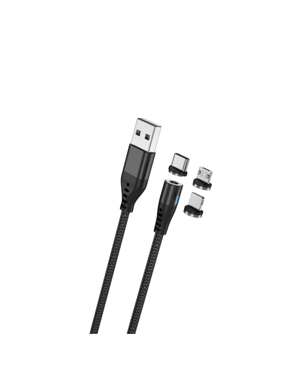 Дополнительное изображение книги «Maxlife MXUC-02 magnetic cable USB - Lightning + USB-C + microUSB 1,0 m 2A black nylon»
