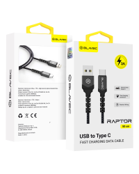 Blavec Cable Raptor braided - USB to Type C - 3A 0,5 meters (CRA-UC3BG05) black-grey