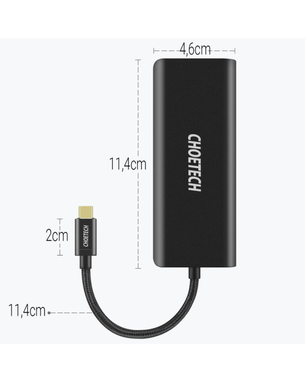 Дополнительное изображение книги «Choetech docking station adapter hub USB Typ C 6in1 100W PD black (HUB-M05)»