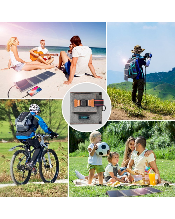 Choetech Foldable Travel Solar Solar Solar Charger 14W with USB 5V / 2.4A Solar Panel Gray (SC004)
