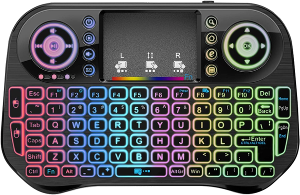 Компактная беспроводная клавиатура Fusion Rainbow с тачпадом и разноцветной подсветкой для Android | iOS | TV | PC