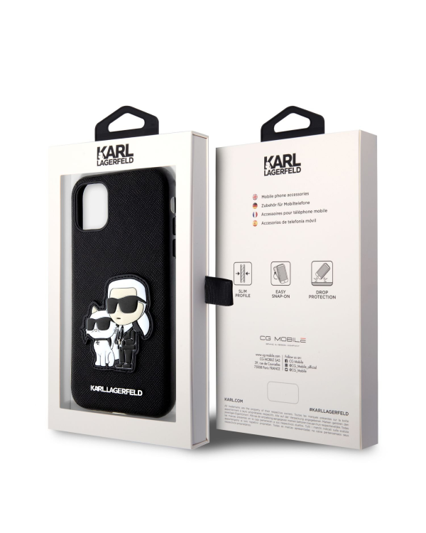 Karl Lagerfeld Saffiano Monogram Card Slot Case for iPhone 11 Black