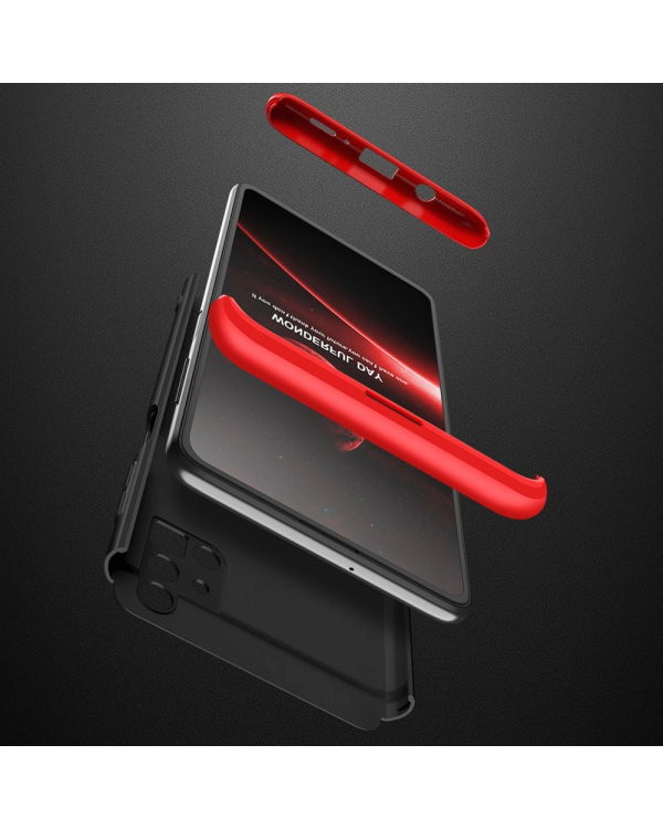 GKK 360 Protection Case Front and Back Case Full Body Cover Samsung Galaxy M51 black-red