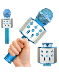 Goodbuy караоке микрофон со встроенным динамиком bluetooth | 3 Вт | aux | голосовой модулятор | USB | Micro SD синий