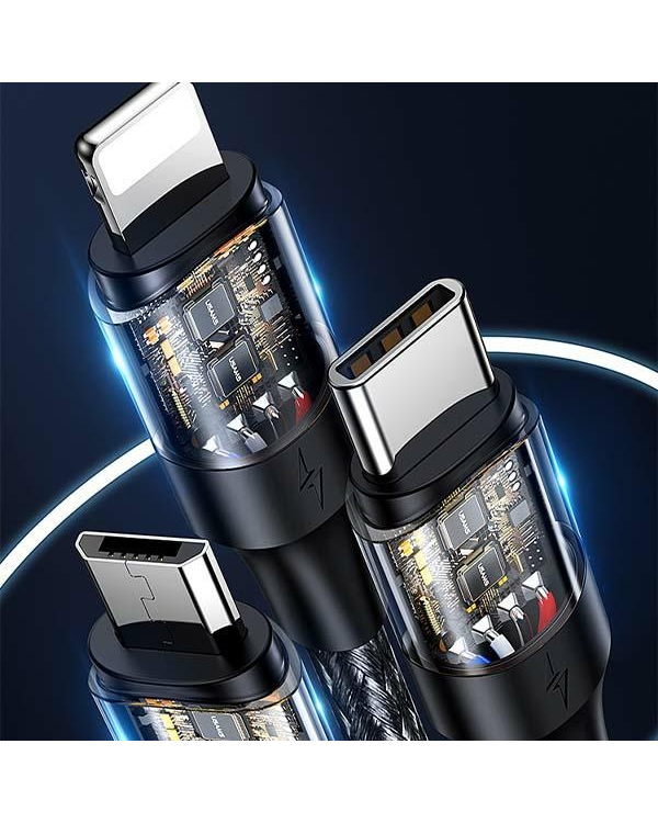 Дополнительное изображение книги «USAMS Kabel U71 3w1 1.2m 6A Fast Charge czarny|black (USB|USB-C na lightning|microUSB|USB-C) SJ511USB01 (US-SJ511)»