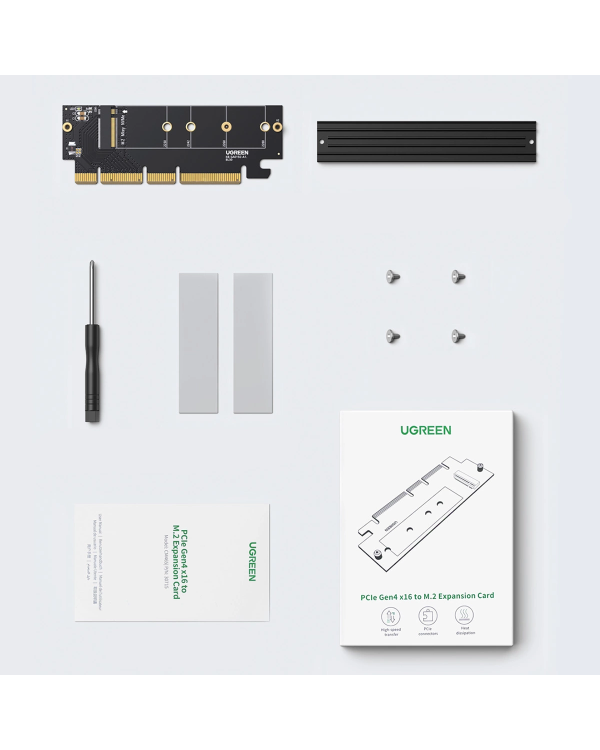Карта расширения Ugreen CM465 PCIe 4.0 x4 to M.2 NVMe M-Key - черный