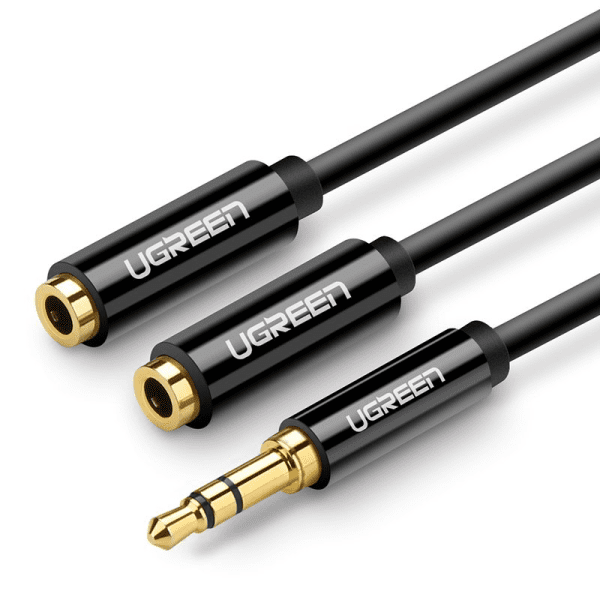 Обложка книги «Ugreen cable 3.5 mm headphone splitter mini jack AUX 25cm black (20816)»