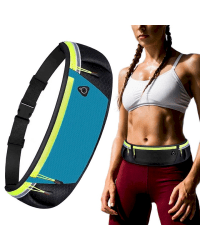 Ultimate reflective stripe Running Belt with headphone outlet blue