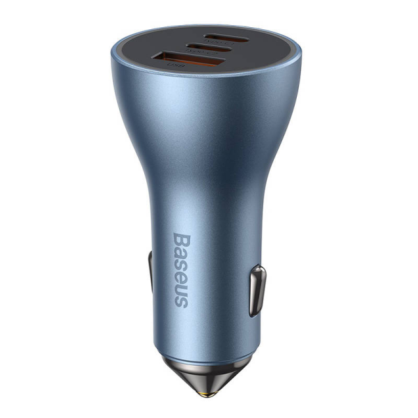 Baseus Golden Contactor Pro car charger, 2x USB-C, 1x USB, 65W (blue)