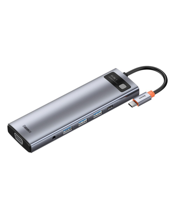 Дополнительное изображение книги «Концентратор 11in1 Baseus Metal Gleam Series, USB-C - 3x USB 3.0 + 2x HDMI + USB-C PD + Ethernet RJ45 + microSD|SD + VGA + AUX»