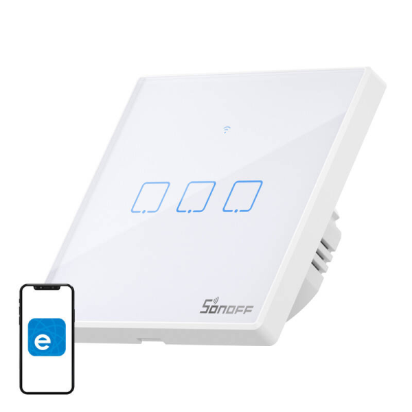 Умный выключатель WiFi + RF 433 Sonoff T2 EU TX (3-канальный) обновленный