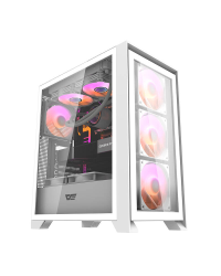Компьютерный корпус Darkflash DRX70 GLASS + 4 вентилятора RGB (белый)