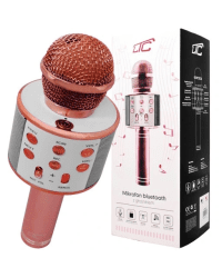 LTC микрофон для караоке со встроенным динамиком bluetooth | 3 Вт | aux | голосовой модулятор | USB | Micro SD светло-розовый