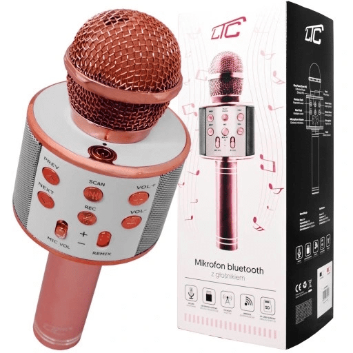 LTC микрофон для караоке со встроенным динамиком bluetooth | 3 Вт | aux | голосовой модулятор | USB | Micro SD светло-розовый LTC микрофон для караоке со встроенным динамиком bluetooth | 3 Вт | aux | голосовой модулятор | USB | Micro SD светло-розовый