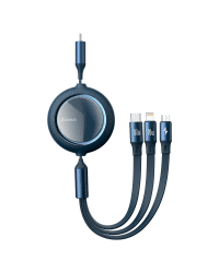 USB cable 3in1 Baseus Bright Mirror, USB to micro USB / USB-C / Lightning, 100W, 1.2m (blue)